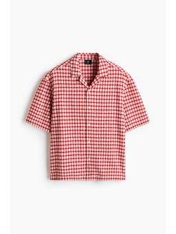 H&M - Men Red Relaxed Fit Seersucker Resort Shirt