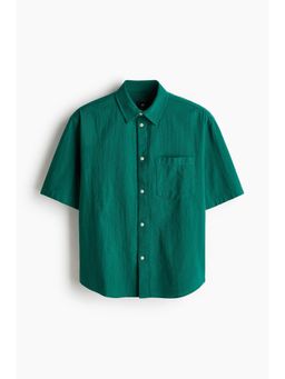 H&M - Men Green Relaxed Fit Short-Sleeved Shirt