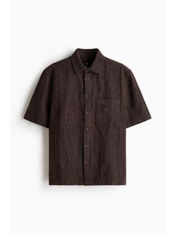 H&M - Men Brown Relaxed Fit Textured Shirt