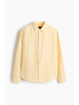 H&M - Men Yellow Relaxed Fit Cotton Muslin Shirt