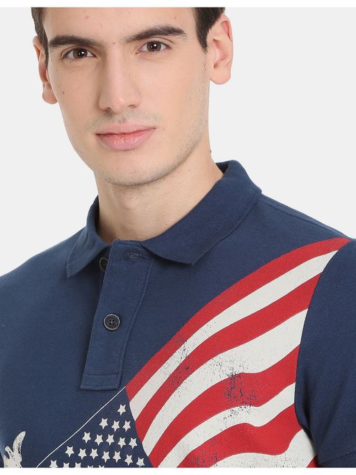 Buy Polo Denim Flag Print Cotton Polo Shirt Online