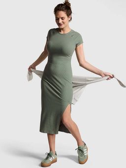 Victoria's Secret - Women Contour Ribbed Midi Dress- Green