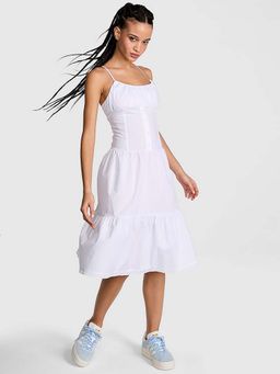 Victoria's Secret - Women Solid Cotton Midi Dress- White