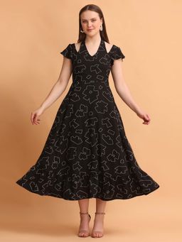 Noun - Women Savannah Printed Long Dress- Black