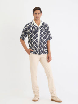 GANT - Men Navy Blue Printed Casual Shirt