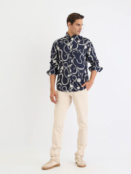 GANT - Men Navy Blue Printed Casual Shirt