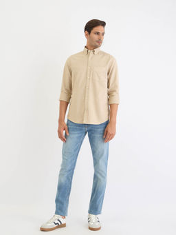 GANT - Men Beige Solid Casual Shirt