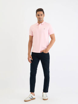 GANT - Men Pink Solid Short Sleeves Polo T-Shirt
