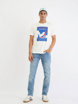 GANT - Men White Graphic Print Crew Neck Short Sleeves T-Shirt
