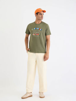 GANT - Men Olive Brand Logo Crew Neck Short Sleeves T-Shirt