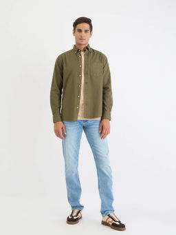 GANT - Men Beige Solid Round Neck Short Sleeves T-Shirt