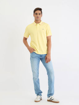 GANT - Men Yellow Solid Short Sleeves Polo T-Shirt