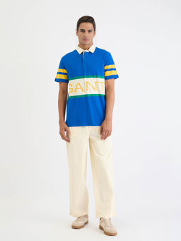 GANT - Men Blue Color-Block Short Sleeves Polo T-Shirt