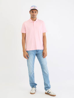 GANT - Men Pink Solid Short Sleeves Polo T-Shirt