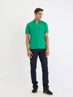 GANT - Men Green Solid Short Sleeves Polo T-Shirt