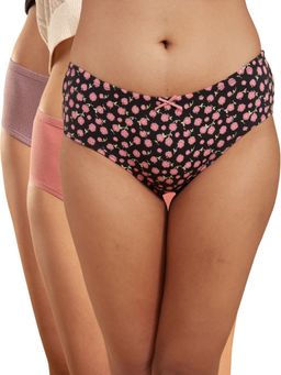 Nykd by Nykaa - Hipster Panty With Covered Elastic-nyp100-assortment 3 Multi-Color (Pack of 3)