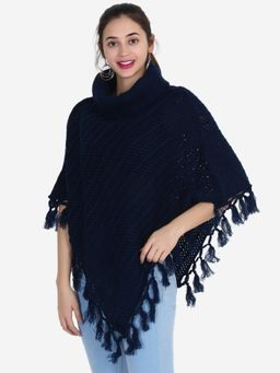 JOE Hazel - Full Sleeve Ink Blue Colour Poncho