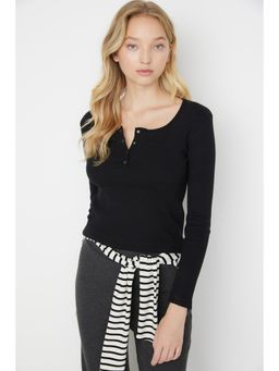 Trendyol - Womens Black Textured Top