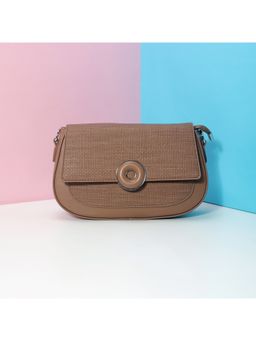 Mochi - Brown Women's Textured Flap Handbag with Detachable Strap (10)