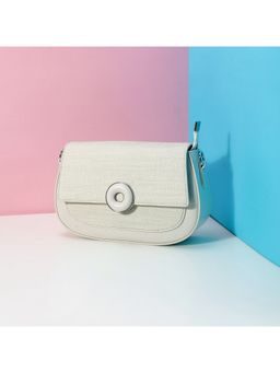 Mochi - White Women's Textured Flap Handbag with Detachable Strap (10)