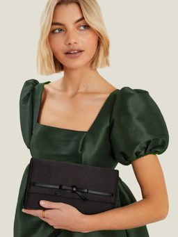 Accessorize London - Women's Black Bow Satin Wallet