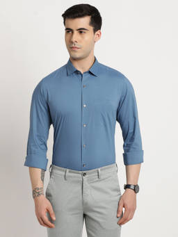 Turtle - Men Cotton Slim Fit Stellar Dobby Structure Ceremonial Shirt