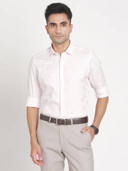 Turtle - Men Cotton Light Pink Solid Slim Fit Ceremonial Shirt