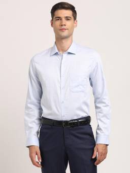 Turtle - Men Cotton Maroon Stripes Slim Fit Formal Shirt