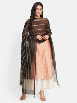 Fabindia - Black Cotton Silk Maheshwari Woven Dupatta