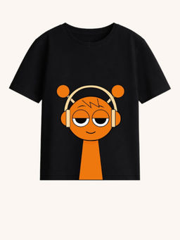 BLUSHES - 100% Cotton Knit Half Sleeve Headphone Hero Graphic Printed T-shirt - Black