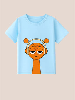 BLUSHES - 100% Cotton Knit Half Sleeve Headphone Hero Graphic Printed T-shirt - Blue