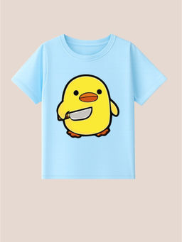 BLUSHES - 100% Cotton Knit Half Sleeve Angry Duck Printed T-shirt - Blue