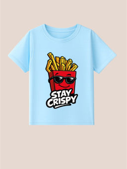 BLUSHES - 100% Cotton Knit Half Sleeve Stay Crispy Text Printed T-shirt - Blue