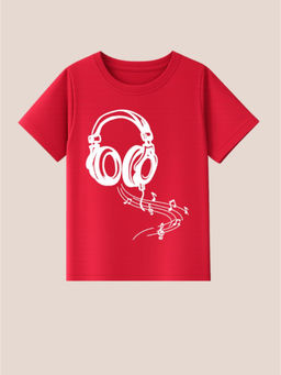 BLUSHES - 100% Cotton Knit Half Sleeve Songs Lover Printed T-shirt - Red