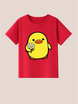 BLUSHES - 100% Cotton Knit Half Sleeve Lovely Duck Printed T-shirt - Red