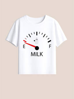 BLUSHES - 100% Cotton Knit Half Sleeve Milk Power Text Printed T-shirt - White