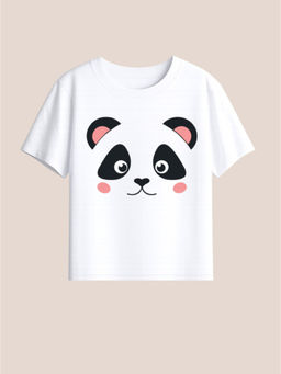 BLUSHES - 100% Cotton Knit Half Sleeve Panda Printed T-shirt - White