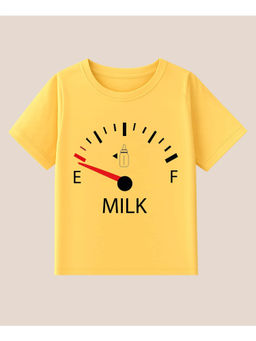 BLUSHES - 100% Cotton Knit Half Sleeve Milk Power Text Printed T-shirt - Yellow