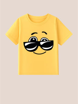 BLUSHES - 100% Cotton Knit Half Sleeve Masti Boy Printed T-shirt - Yellow
