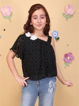 Cutecumber - Girls Black Georgette Top