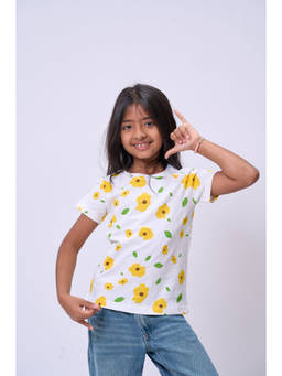 Kauma - White Floral Printed T-shirt