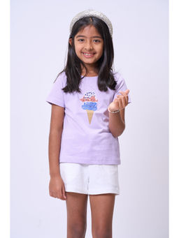 Kauma - Lavender Embroidered T-shirt