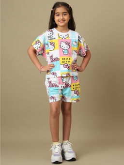 Kidsville - Official Hello Kitty Girls Multi-Color Graphic Relaxed Fit Co-Ord Set