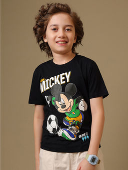 Kidsville - Official Mickey Mouse Soccer Graphic Boys Black T-Shirt