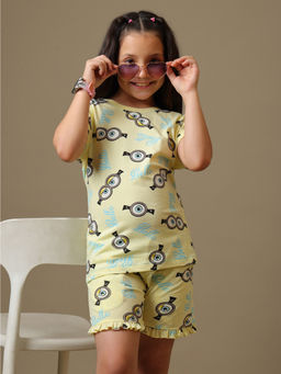 Kidsville - Official Minions Bello Girls Yellow Graphic Co-Ord Set