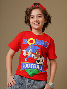 Kidsville - Official Sonic the Hedgehog FOOTBALL LEAGUE Boys Red T-Shirt