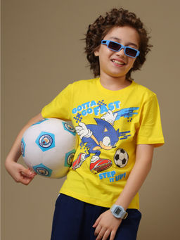 Kidsville - Official Sonic GOTTA GO FAST / STEP IT UP! Boys Yellow T-Shirt