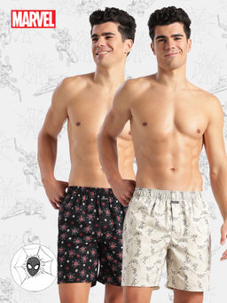 Jockey - M101 Men Marvel Avengers Cotton Boxer Shorts-BlackandAlmond Milk(Pack of 2)