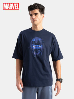 Jockey - M001 Men Marvel Avengers Cotton Graphic Printed Oversized T-Shirt-Navy