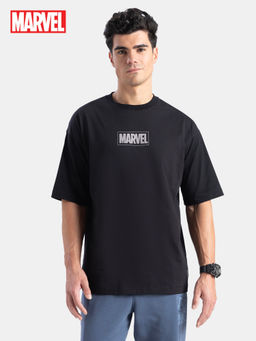 Jockey - M001 Men Marvel Avengers Cotton Graphic Printed Oversized T-Shirt-Black
